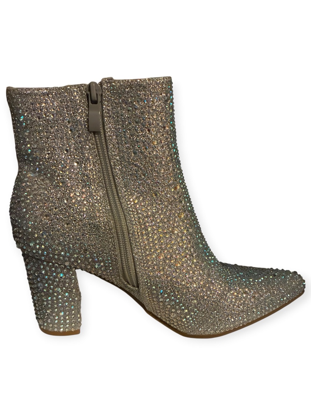 Forever US 7 Rhinestone Bling Embellished Pointed Toe Ankle Booties ICEBERG-12 - Picture 5 of 14